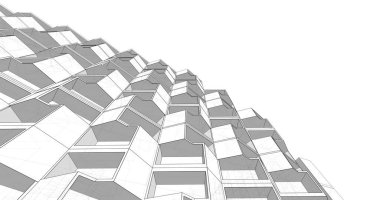 Mimari sanat konseptinde soyut çizgiler, minimum geometrik şekiller. 