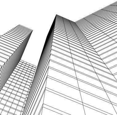 Mimari sanat konseptinde soyut çizgiler, minimum geometrik şekiller. 