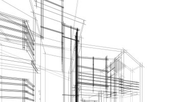 Mimari sanat konseptinde soyut çizgiler, minimum geometrik şekiller. 