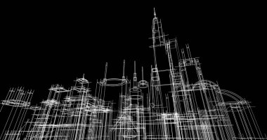 soyut mimari duvar kağıdı tasarımı, dijital konsept arkaplan