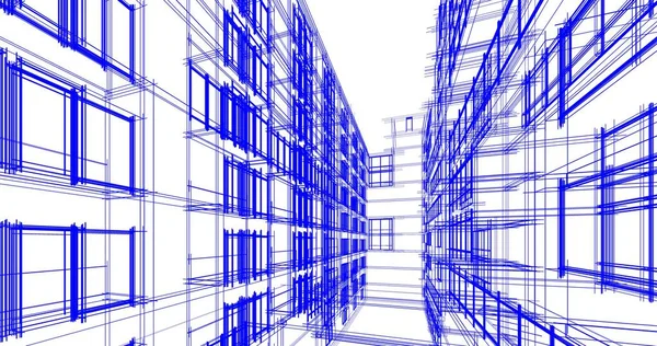 Líneas Abstractas Dibujo Concepto Arte Arquitectónico Formas Geométricas Mínimas —  Fotos de Stock