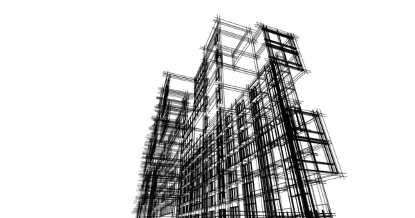 Abstrakcyjne Linie Rysunku Koncepcji Sztuki Architektonicznej Minimalne Kształty Geometryczne — Zdjęcie stockowe