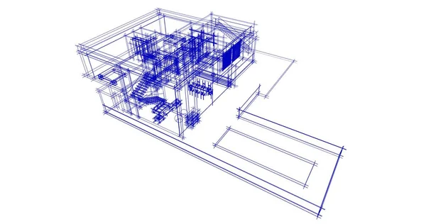 Arquitectura Edificio Ilustración Sobre Fondo — Foto de Stock