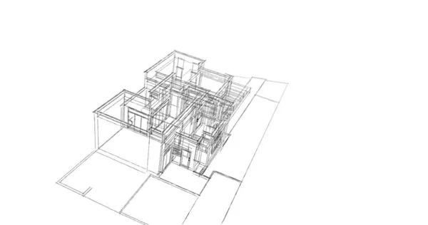 Líneas Abstractas Dibujo Concepto Arte Arquitectónico Formas Geométricas Mínimas — Foto de Stock