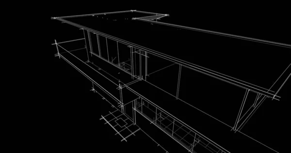 Abstraktní Kreslicí Čáry Architektonickém Pojetí Minimální Geometrické Tvary — Stock fotografie