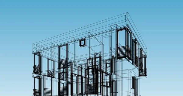 Líneas Abstractas Dibujo Concepto Arte Arquitectónico Formas Geométricas Mínimas — Foto de Stock