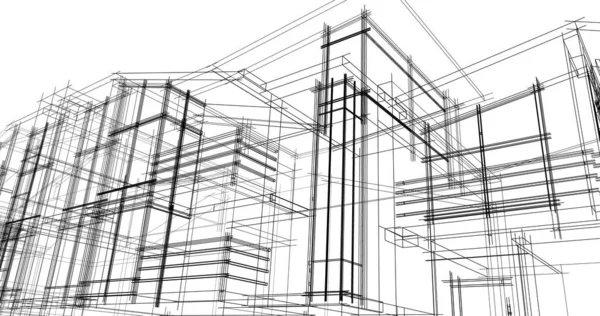 Lignes Dessin Abstraites Dans Concept Art Architectural Formes Géométriques Minimales — Photo