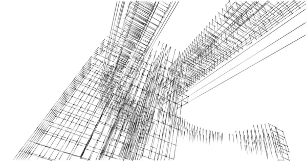 Schizzo Arte Geometrico Edifici Architettonici Design — Foto Stock