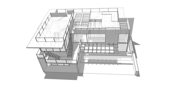 Minimalny Projekt Geometryczny Budynków Architektonicznych — Zdjęcie stockowe