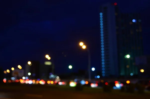 Lumières Abstraites Floues Fond Ville Dans Nuit — Photo