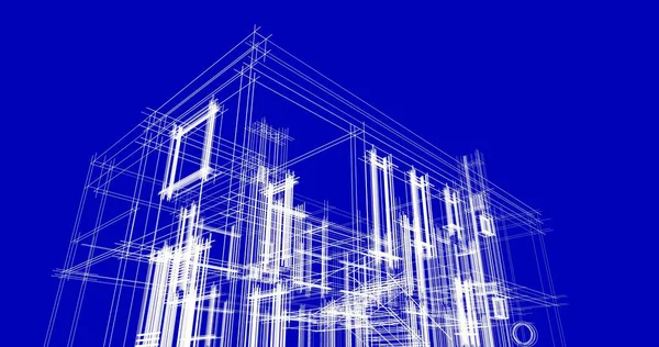 Arkaplanda mimari bina 3d illüstrasyon