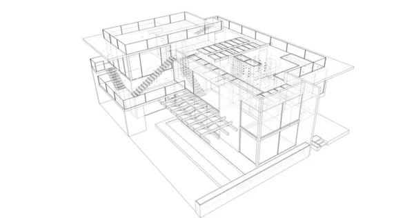 Arquitectura Edificio Ilustración Sobre Fondo —  Fotos de Stock