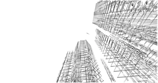 Linhas Abstratas Desenho Conceito Arte Arquitetônica Formas Geométricas Mínimas — Fotografia de Stock