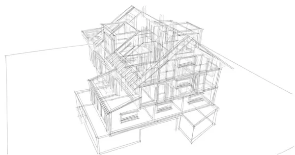 Abstrakcyjne Linie Rysunku Koncepcji Sztuki Architektonicznej Minimalne Kształty Geometryczne — Zdjęcie stockowe