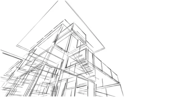 Lignes Dessin Abstraites Dans Concept Art Architectural Formes Géométriques Minimales — Photo