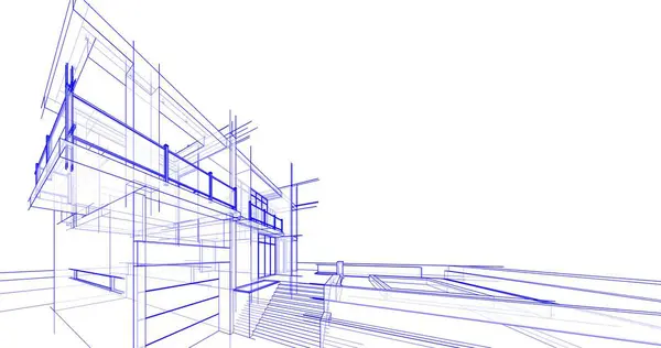 Minimalny Projekt Geometryczny Budynków Architektonicznych — Zdjęcie stockowe