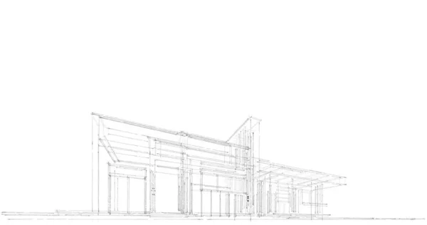 Líneas Abstractas Dibujo Concepto Arte Arquitectónico Formas Geométricas Mínimas — Foto de Stock