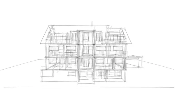 Abstrakcyjne Linie Rysunku Koncepcji Sztuki Architektonicznej Minimalne Kształty Geometryczne — Zdjęcie stockowe