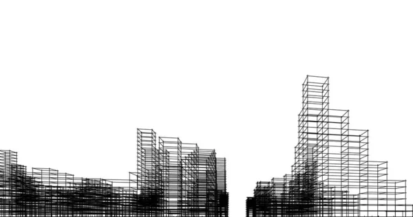 Schiță Artă Design Clădiri Arhitecturale Geometrice — Fotografie, imagine de stoc