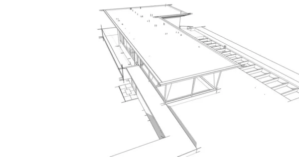 Abstrakcyjne Linie Rysunku Koncepcji Sztuki Architektonicznej Minimalne Kształty Geometryczne — Zdjęcie stockowe