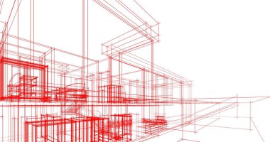 Mimari sanat konseptinde soyut çizgiler, minimum geometrik şekiller. 