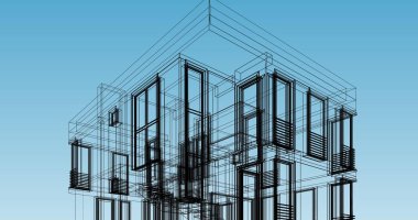 Mimari sanat konseptinde soyut çizgiler, minimum geometrik şekiller. 