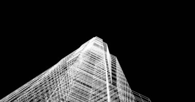 Arkaplanda mimari bina 3d illüstrasyon