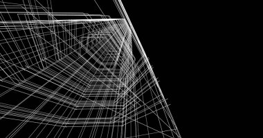 Mimari sanat konseptinde soyut çizgiler, minimum geometrik şekiller. 