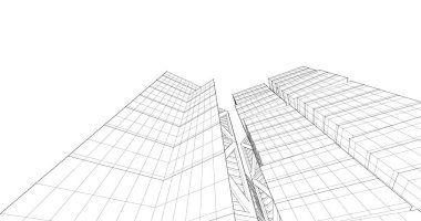 Arkaplanda mimari bina 3d illüstrasyon