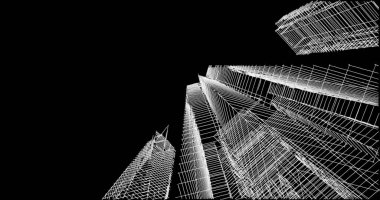 Mimari sanat konseptinde soyut çizgiler, minimum geometrik şekiller. 