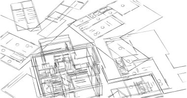 Mimari sanat konseptinde soyut çizgiler, minimum geometrik şekiller. 