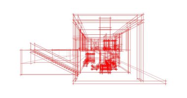 Arkaplanda mimari bina 3d illüstrasyon