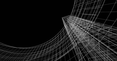 Mimari sanat konseptinde soyut çizgiler, minimum geometrik şekiller. 