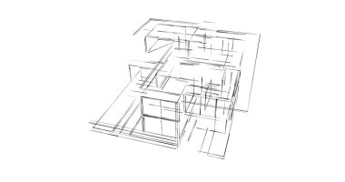 Mimari sanat konseptinde soyut çizgiler, minimum geometrik şekiller. 