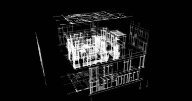 Mimari sanat konseptinde soyut çizgiler, minimum geometrik şekiller. 