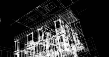 Mimari sanat konseptinde soyut çizgiler, minimum geometrik şekiller. 