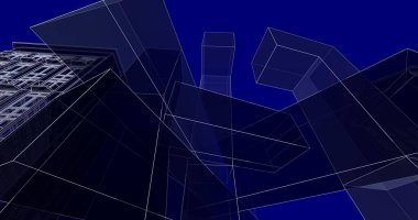 Arkaplanda mimari bina 3d illüstrasyon