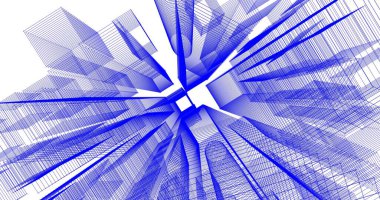 Arkaplanda mimari bina 3d illüstrasyon