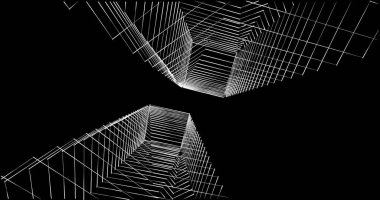 Mimari sanat konseptinde soyut çizgiler, minimum geometrik şekiller. 