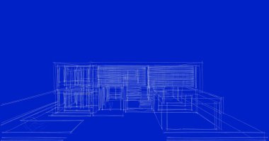 Arkaplanda mimari bina 3d illüstrasyon