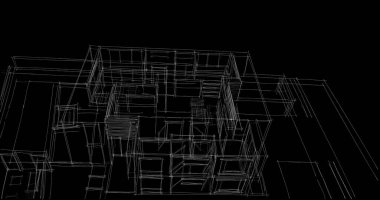 Arkaplanda mimari bina 3d illüstrasyon