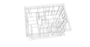 Arkaplanda mimari bina 3d illüstrasyon