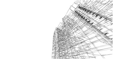 Arkaplanda mimari bina 3d illüstrasyon,