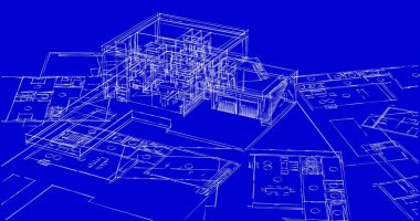 Mimari sanat konseptinde soyut çizgiler, minimum geometrik şekiller. 