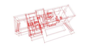 Mimari sanat konseptinde soyut çizgiler, minimum geometrik şekiller. 
