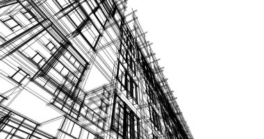 Mimari sanat konseptinde soyut çizgiler, minimum geometrik şekiller. 