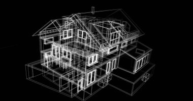 Arkaplanda mimari bina 3d illüstrasyon