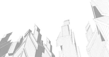 Mimari sanat konseptinde soyut çizgiler, minimum geometrik şekiller. 