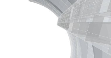 Arkaplanda mimari bina 3d illüstrasyon