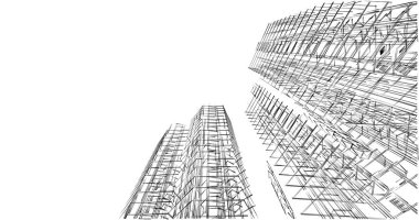 Mimari sanat konseptinde soyut çizgiler, minimum geometrik şekiller. 